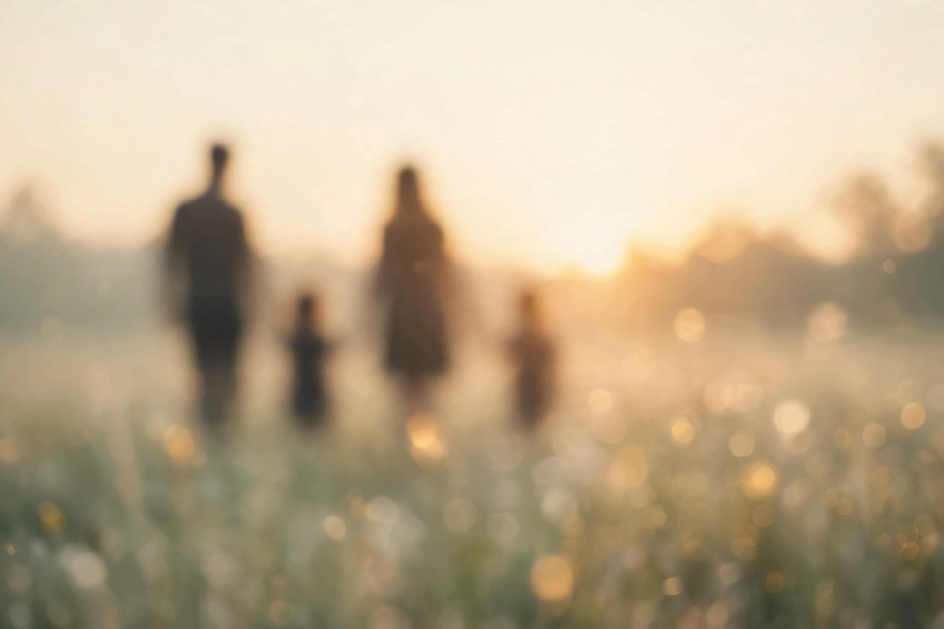 Golden-hour family photography in soft, warm light